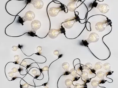 Garland and Bulb String 3D model 1 3D model