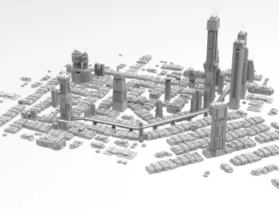 SCI-FI CITY FUTURISTIC  Low-poly 3D model