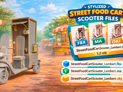 Stylized Street Food Cart Scooter Low Poly 3D Model No Textures Free 3D model