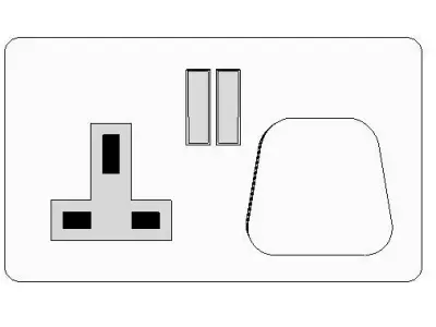 UK double electric socket with plug  Free low-poly 3D model