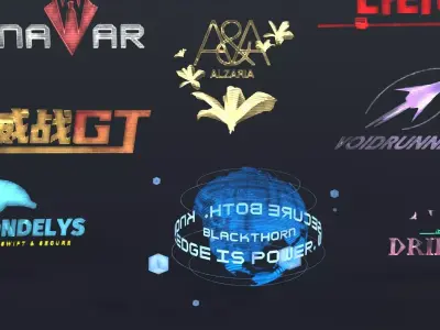 17 Detailed Cyberpunk Holograms Low-poly 3D model