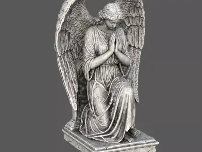 Guardian Angel Praying Statue LP  Timeless Spiritual  Low-poly 3D model