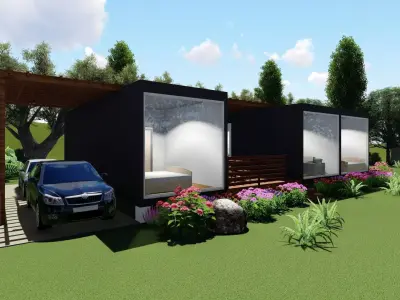 House with midlle terrace design 3D model