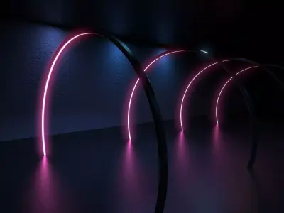 Neon sci fi studio scene 3D model