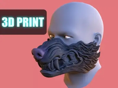 Wolf half face mask Ghost of Tsushima game cosplay  3D print model