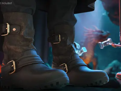  Fantasy Leather Boots with Tucked Pants Set 