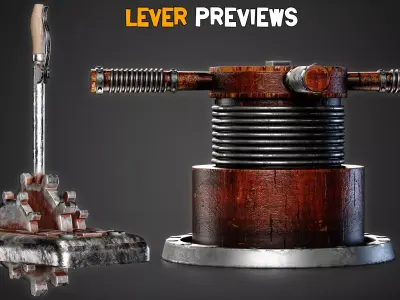 30 Game-Ready Mechanical lever and  PBR Textures Low-poly 3D model
