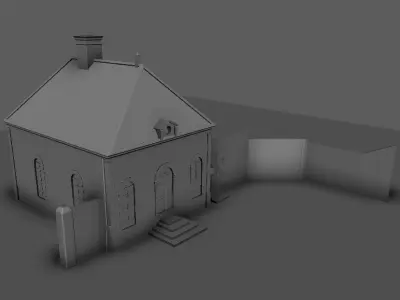 Set of 11 modular house for Game Low-poly 3D model