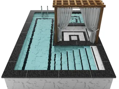 Swimming pool with gazebo  3D model
