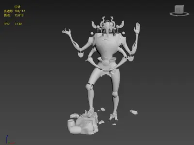 Stylish sacrificial robot Low-poly 3D model