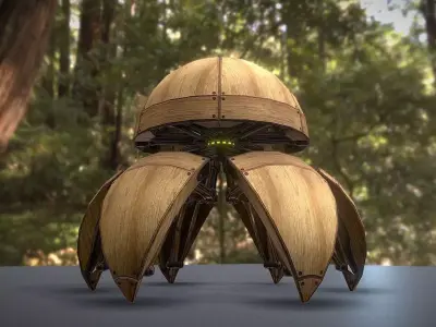 Hydraulic Sphere Bot - Forest Version Low-poly 3D model