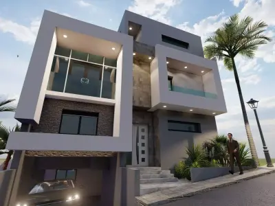 Modern house exterior design  3D model
