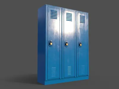 PBR School Gym Locker 01 - Blue Light Low-poly 3D model