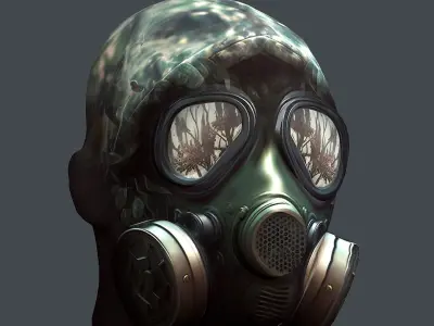 Gas mask helmet 3d model military combat fantasy cyborg  Low-poly 3D model