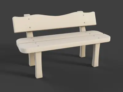 Cartoon Bench 5 Low-poly 3D model