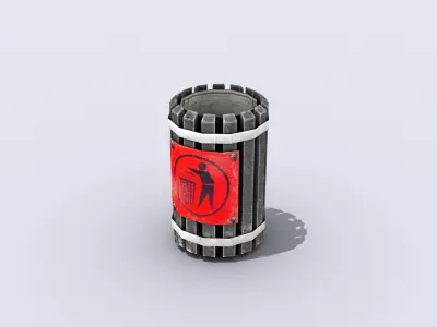 Trash Can Low-poly 3D model