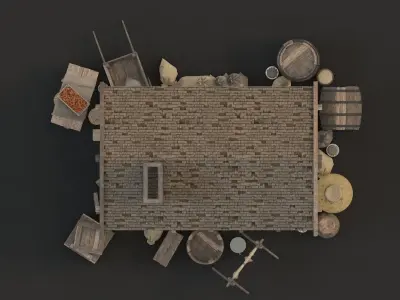 medieval market Low-poly 3D model