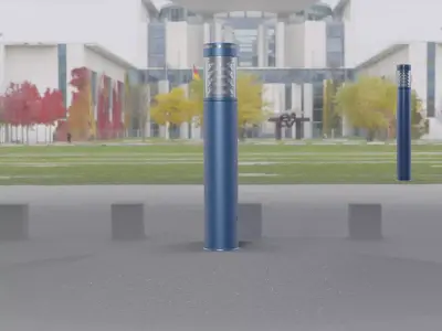 Low-Poly Blue Light Column 17 - Street Light Set-9 Low-poly 3D model