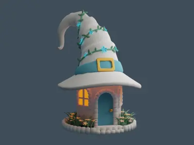 Witch Hat House Low-poly 3D model