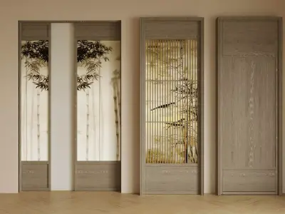 Chinese   style sliding door 3D model