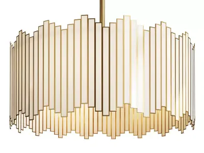 Modern Brass Gold Drum Tiffany Chandelier Low-poly 3D model