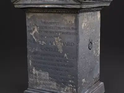 3D Scanned Tombstone - 01 Low-poly 3D model