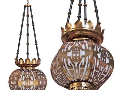 Pendant lamp Oriental Style Brass 3D model