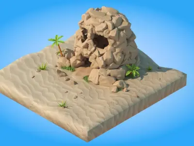 Low Poly Skull Cave Low-poly 3D model