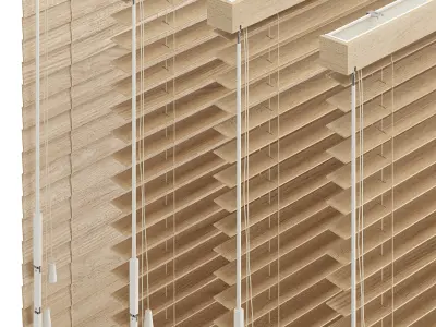 Wooden Venetian Blinds Bandalux set 02 3D model