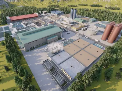 Water treatment plant-Water and Sewage Treatment Plants  3D model