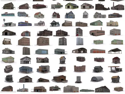 90 low polygonal models Low-poly 3D model