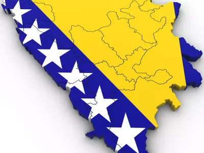 3d Political Map of Bosnia 3D model