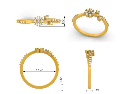Floret Leaf Diamond Ring  3D print model
