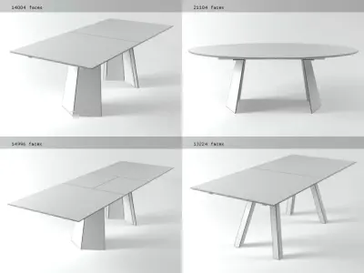 Siena dining table with four different legs 3D model