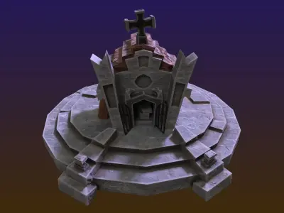 Halloween Spooky cartoon style Graveyard Low poly assets Low-poly 3D model