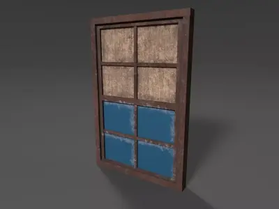 WOODEN WINDOW Low-poly 3D model