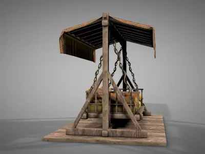 Wooden Swing Bed 3D model