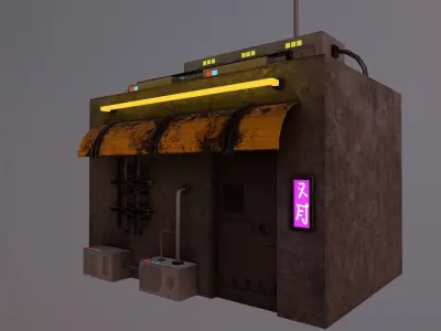 Cyberpunk City - Building 2 Low-poly 3D model
