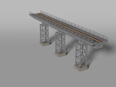Modular railroad frame bridge 3D model