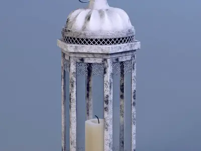 Lantern Aged White Metal 3D model