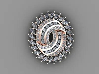 Rose Gold Diamond Women Earring 3D print Model 3D print model 27