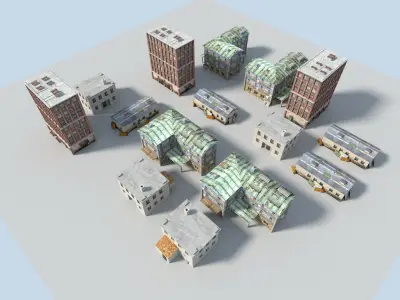 industrial buildings pack Low-poly 3D model