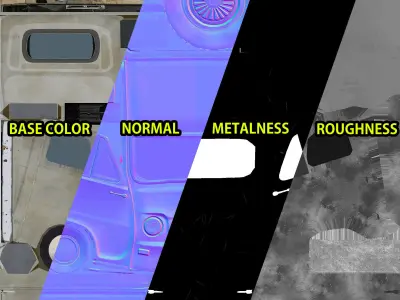 PBR Old Minitruck Lowpoly Low-poly 3D model