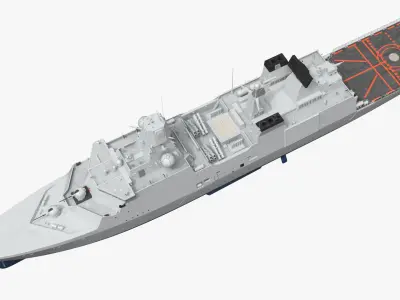  Contemporary Navy Frigate with Radar Systems White 