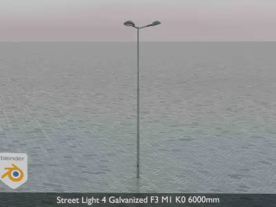 Street Light 4 Galvanized F3 M1 K0 6000mm  Low-poly 3D model