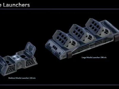 Spaceship Destroyer Modular Equipment Low-poly 3D model
