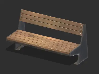 Bench 06 Low Poly PBR Realistic Low-poly 3D model