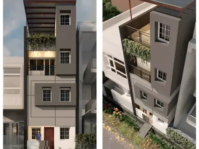  Modern Narrow Urban House 20x14 Ft 3D model