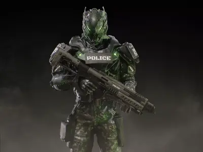 Sci Fi Tactical Police Trooper Low-poly 3D model