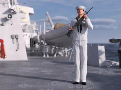  US Navy Asian Sailor with Rifle 